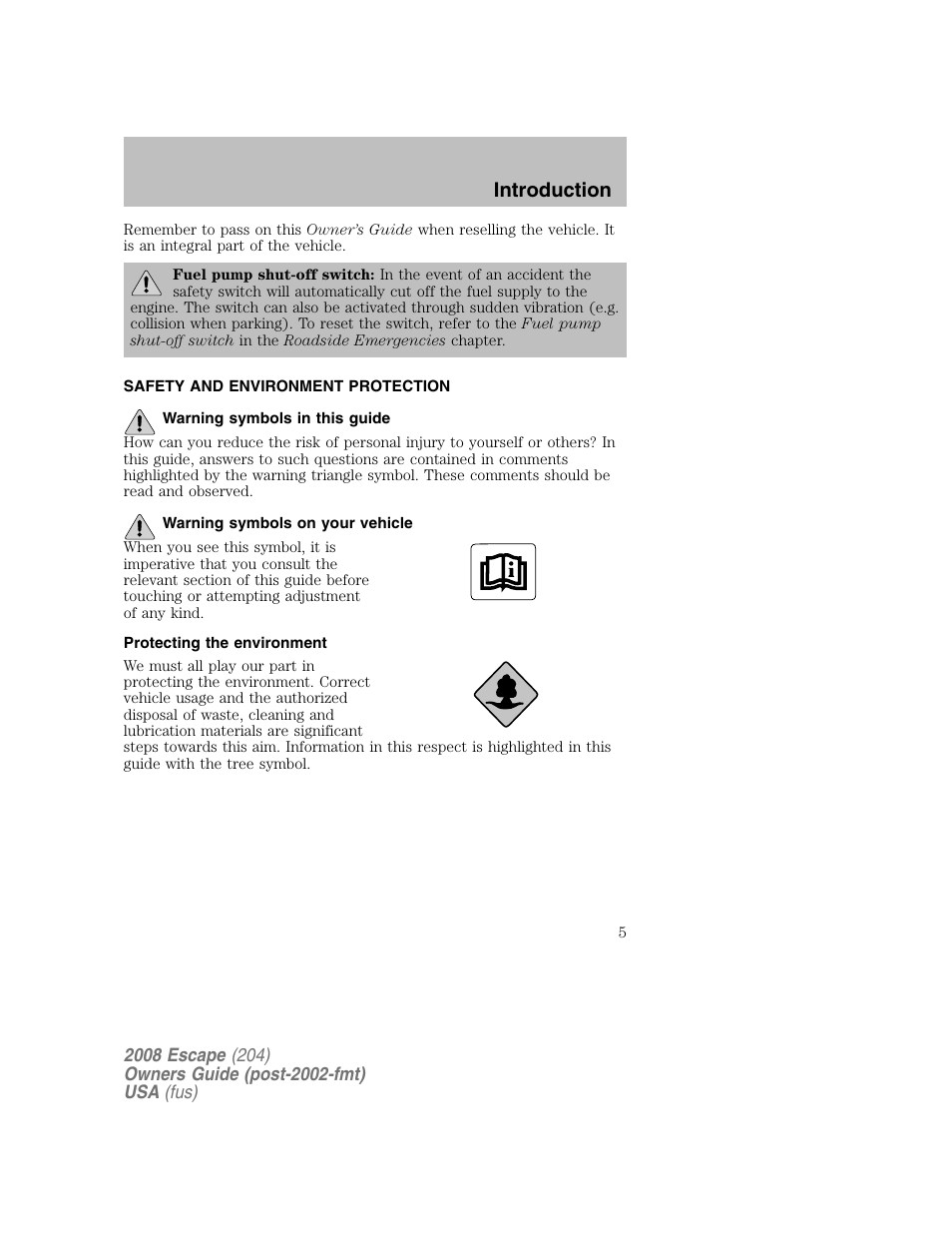 Introduction | FORD 2008 Escape v.2 User Manual | Page 5 / 304
