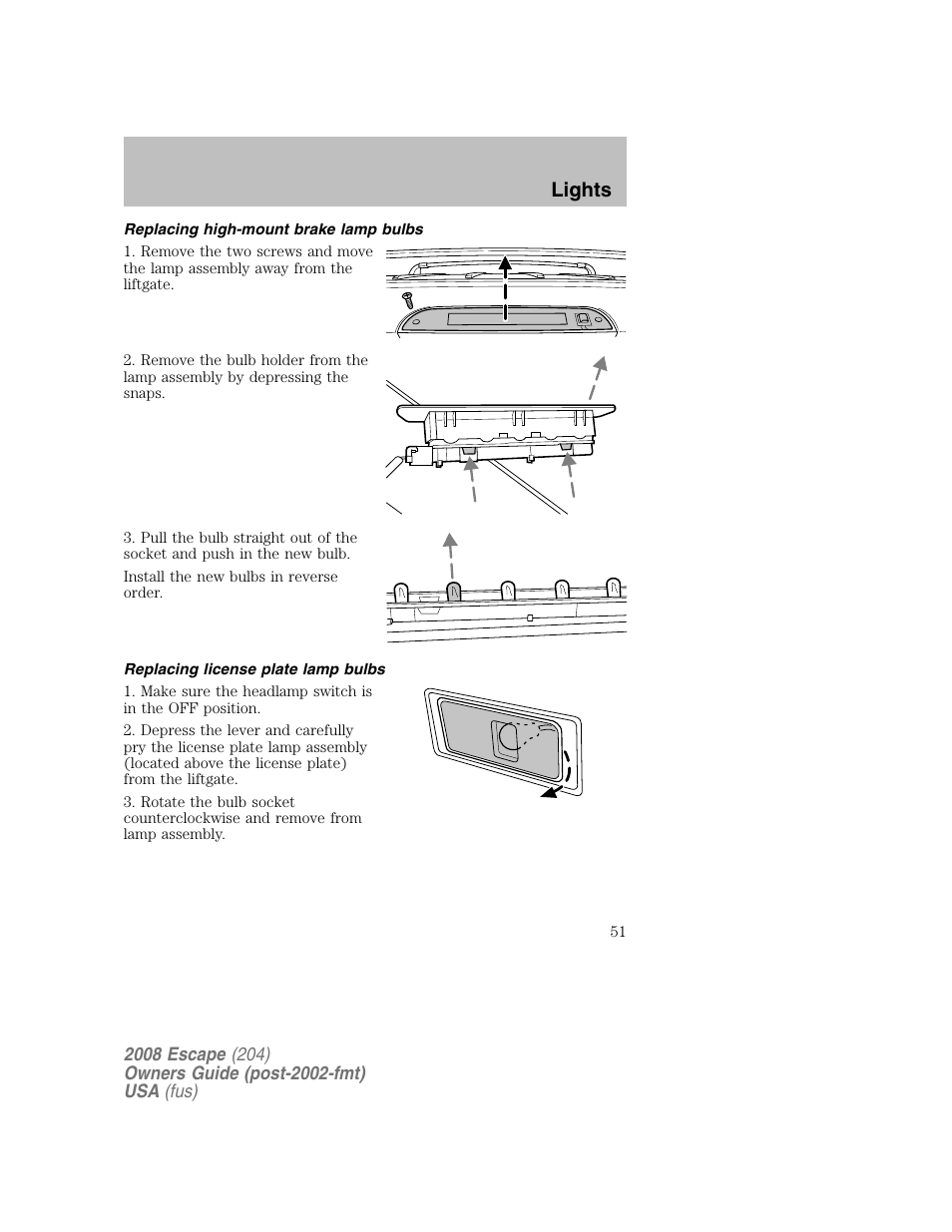 Lights | FORD 2008 Escape v.2 User Manual | Page 51 / 304