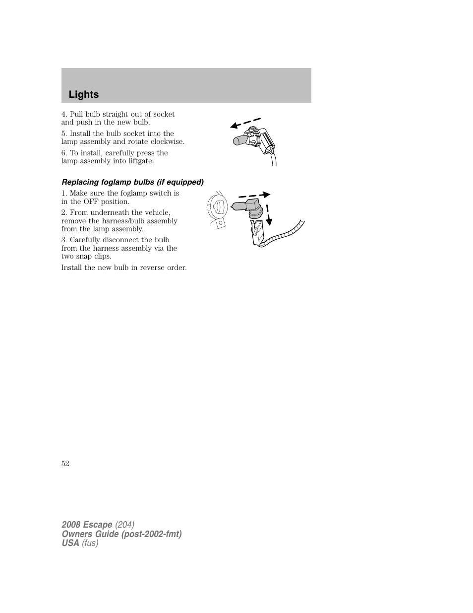 Lights | FORD 2008 Escape v.2 User Manual | Page 52 / 304
