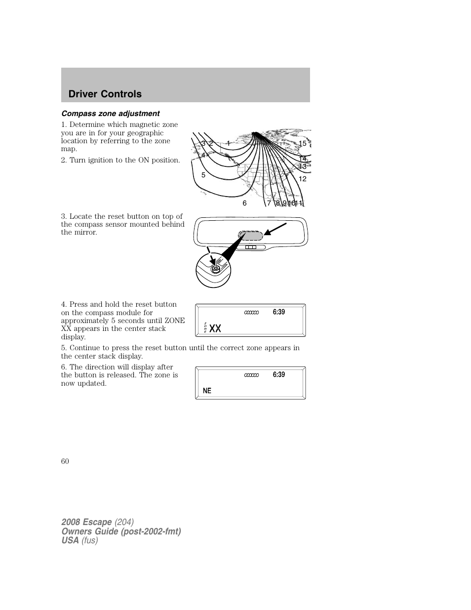 Driver controls | FORD 2008 Escape v.2 User Manual | Page 60 / 304