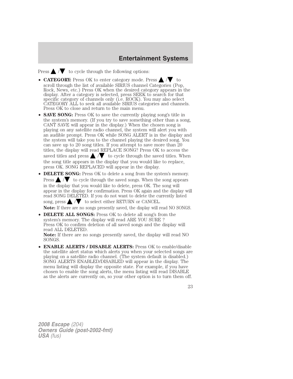 Entertainment systems | FORD 2008 Escape v.3 User Manual | Page 23 / 304
