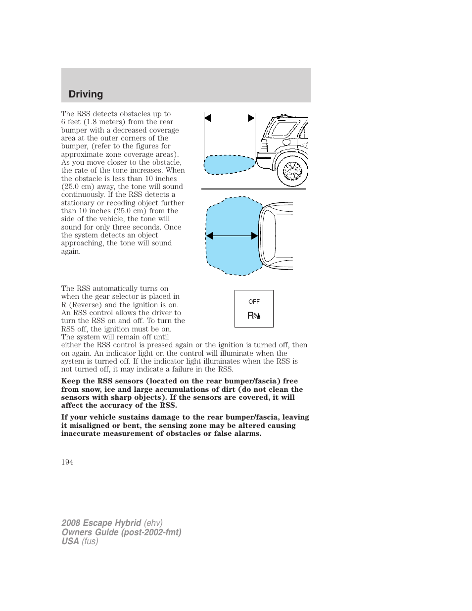 Driving | FORD 2008 Escape Hybrid v.1 User Manual | Page 194 / 312