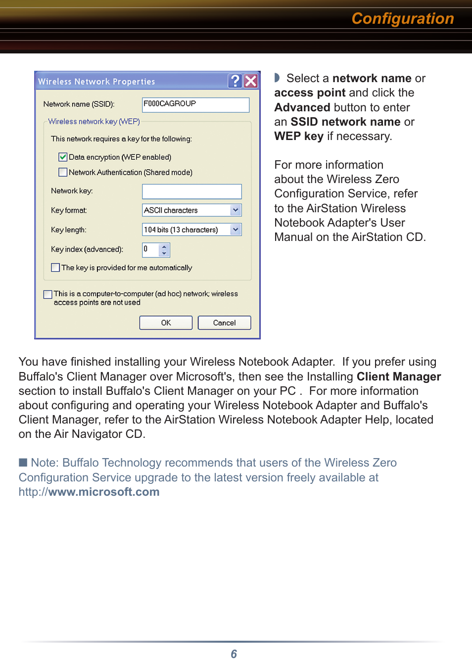Conﬁguration | Buffalo Technology AIRSTATION WLI-CB-G54S User Manual | Page 6 / 12