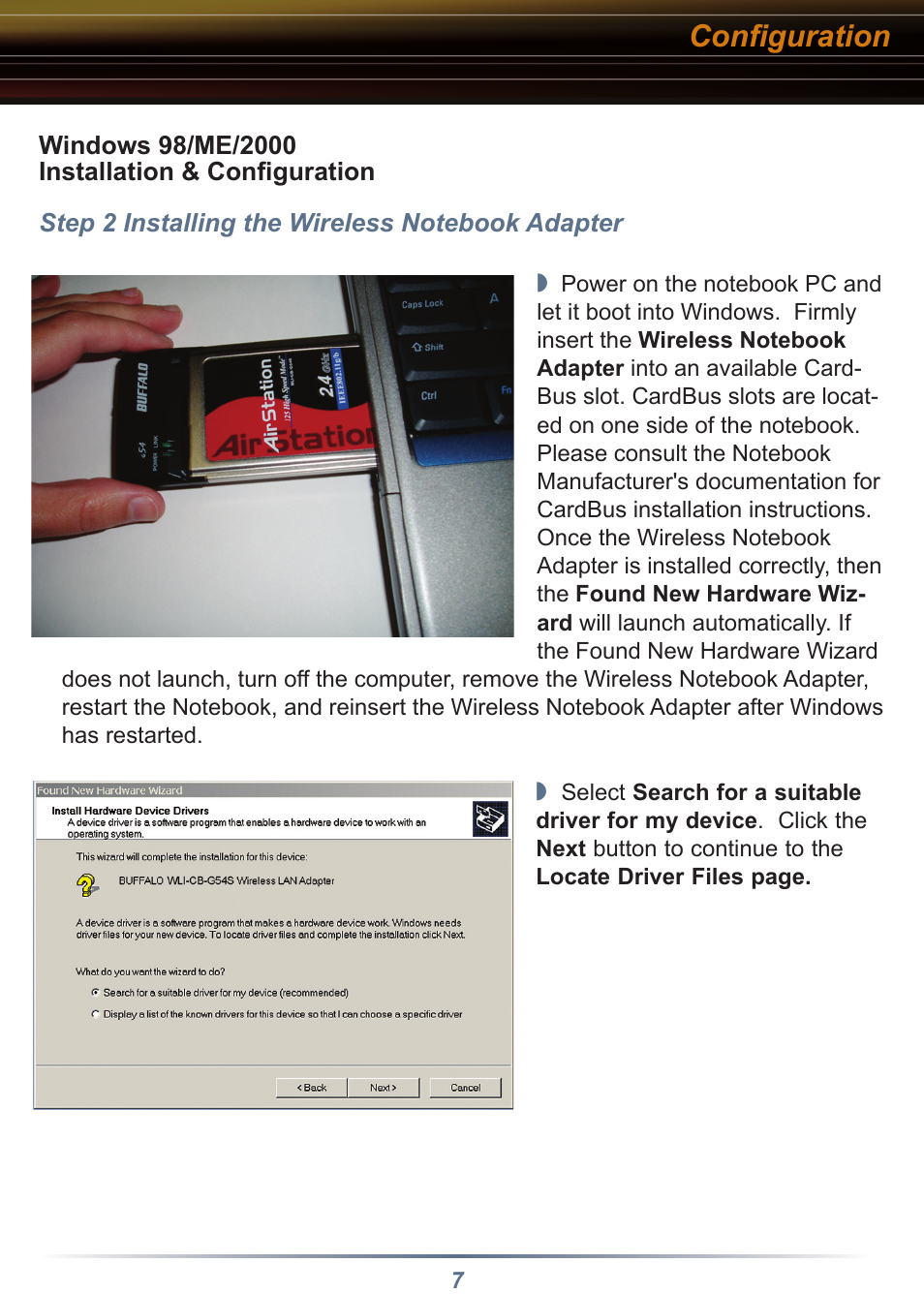 Conﬁguration | Buffalo Technology AIRSTATION WLI-CB-G54S User Manual | Page 7 / 12