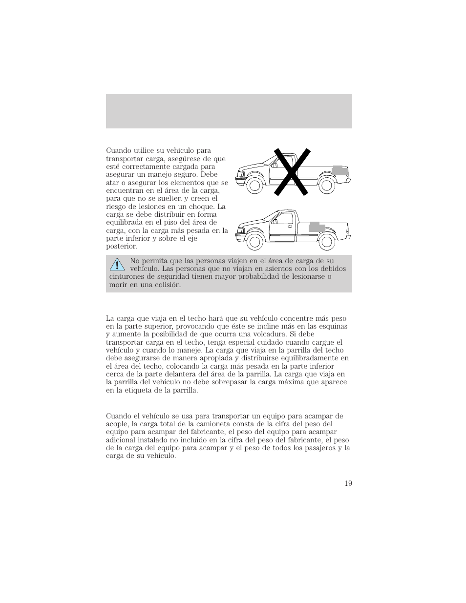 Carga del vehículo | FORD 2008 Ranger v.1 User Manual | Page 19 / 48