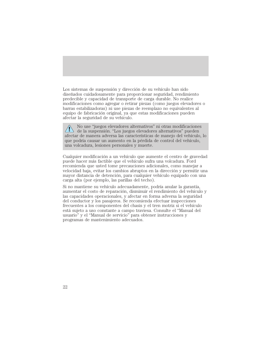 Mantenimiento y modificaciones | FORD 2008 Ranger v.1 User Manual | Page 22 / 48
