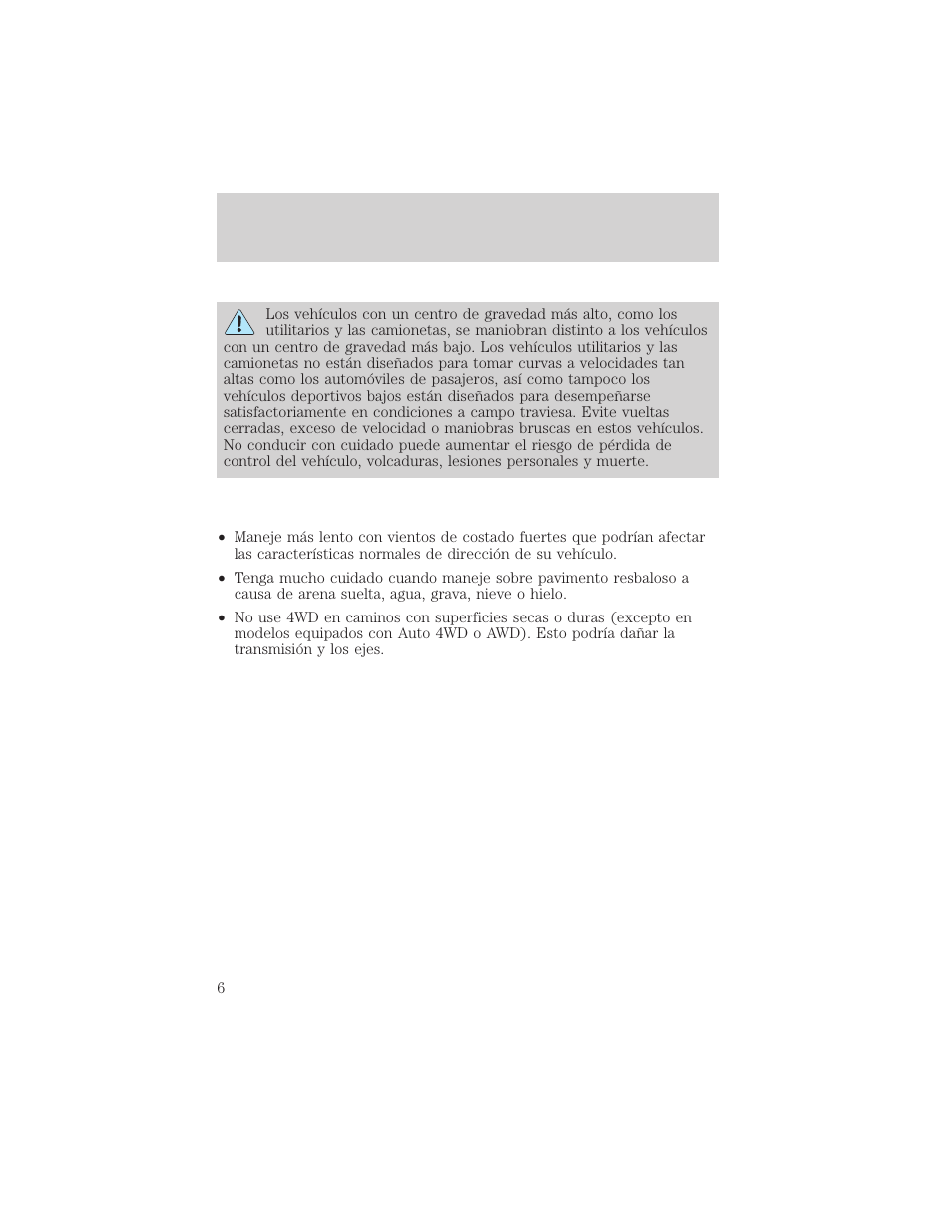 Manejo en carreteras | FORD 2008 Ranger v.1 User Manual | Page 6 / 48