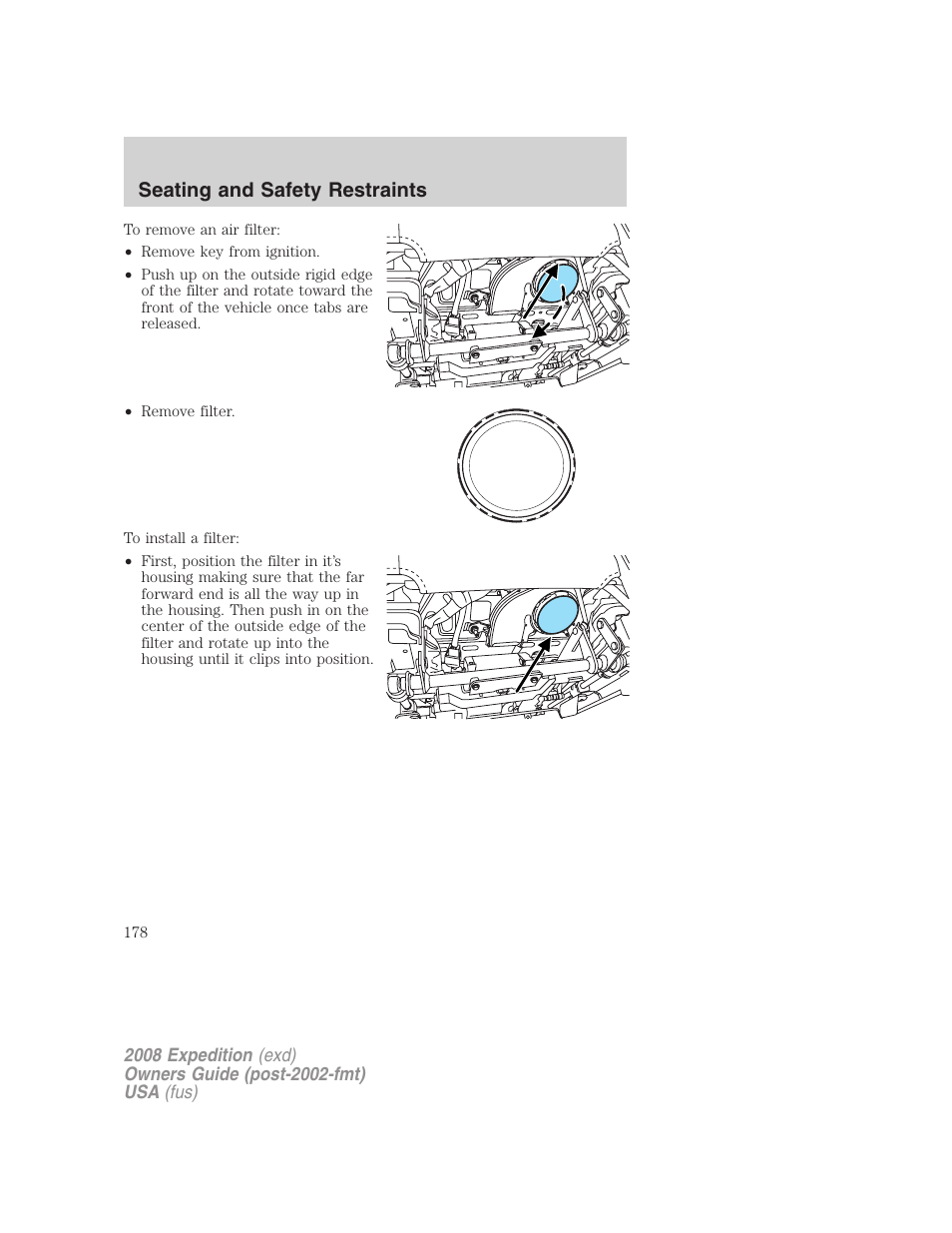 Seating and safety restraints | FORD 2008 Expedition v.1 User Manual | Page 178 / 392