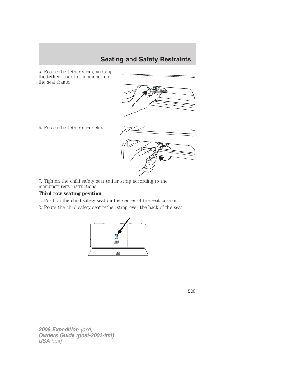 Seating and safety restraints | FORD 2008 Expedition v.1 User Manual | Page 223 / 392