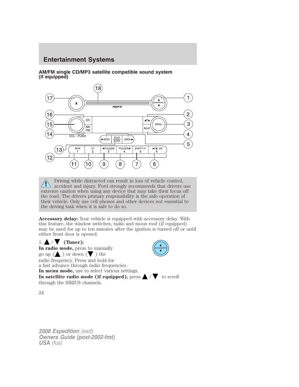 Am/fm stereo with cd, Entertainment systems | FORD 2008 Expedition v.1 User Manual | Page 24 / 392