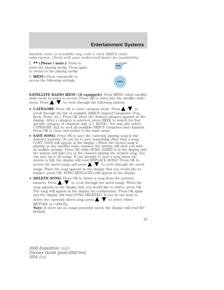 Entertainment systems | FORD 2008 Expedition v.1 User Manual | Page 25 / 392