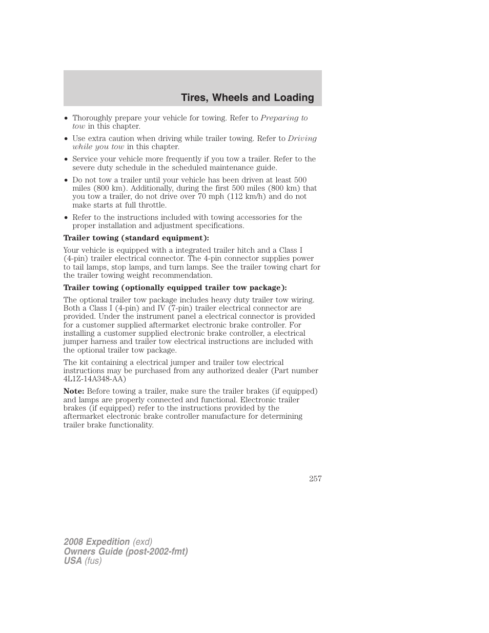 Tires, wheels and loading | FORD 2008 Expedition v.1 User Manual | Page 257 / 392