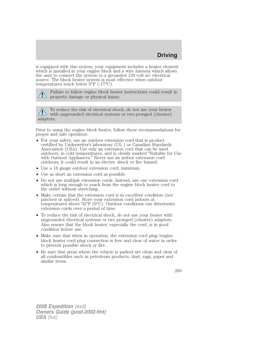 Driving | FORD 2008 Expedition v.1 User Manual | Page 269 / 392