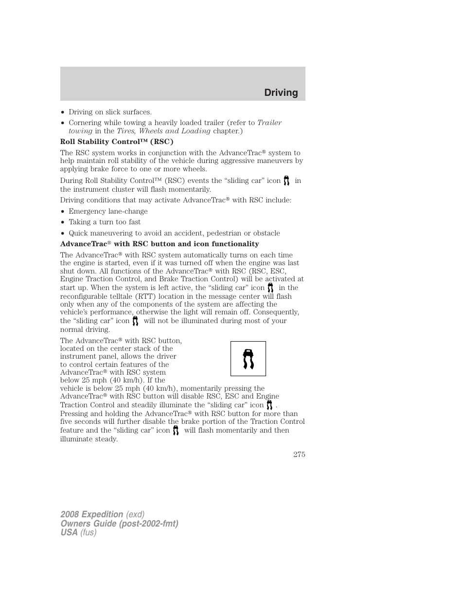 Driving | FORD 2008 Expedition v.1 User Manual | Page 275 / 392