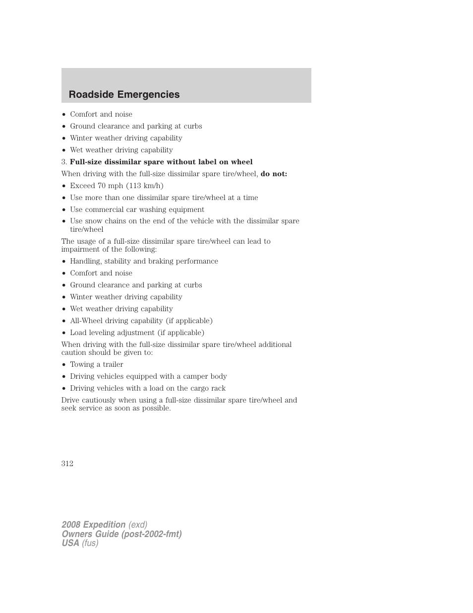 Roadside emergencies | FORD 2008 Expedition v.1 User Manual | Page 312 / 392