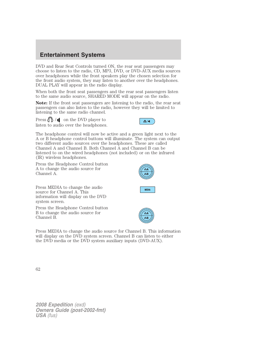 Entertainment systems | FORD 2008 Expedition v.1 User Manual | Page 62 / 392