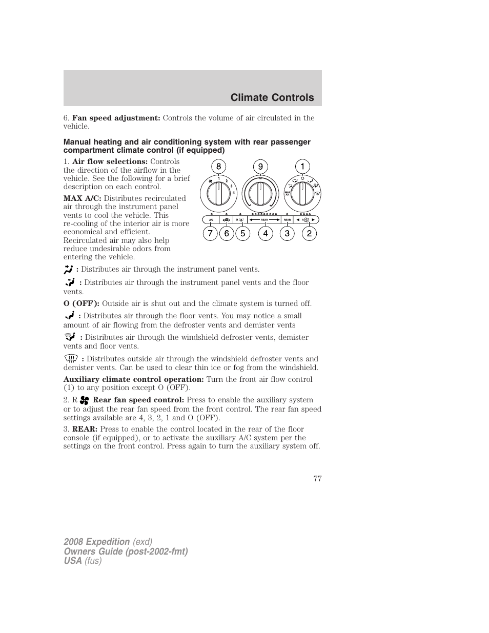 Climate controls | FORD 2008 Expedition v.1 User Manual | Page 77 / 392