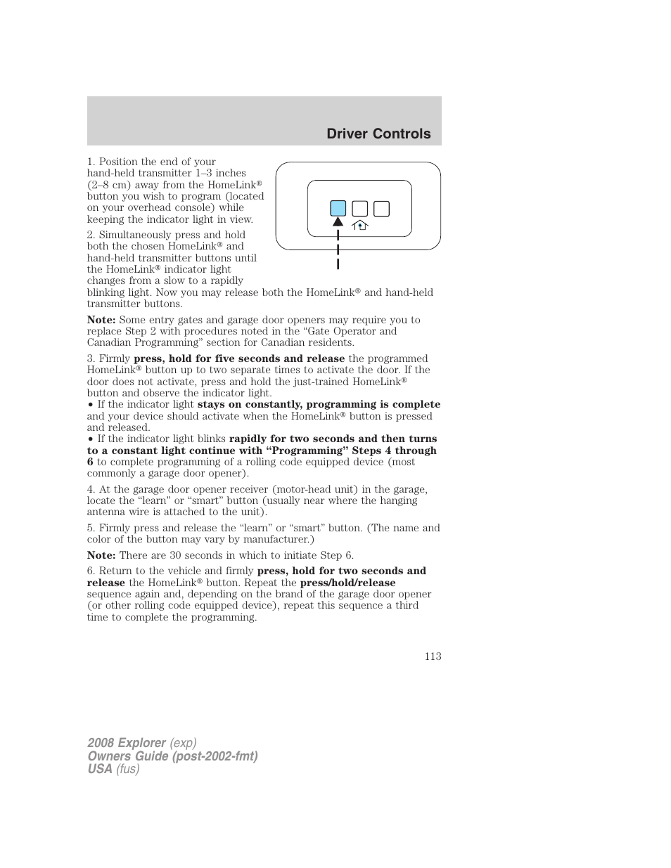 Driver controls | FORD 2008 Explorer v.1 User Manual | Page 113 / 384
