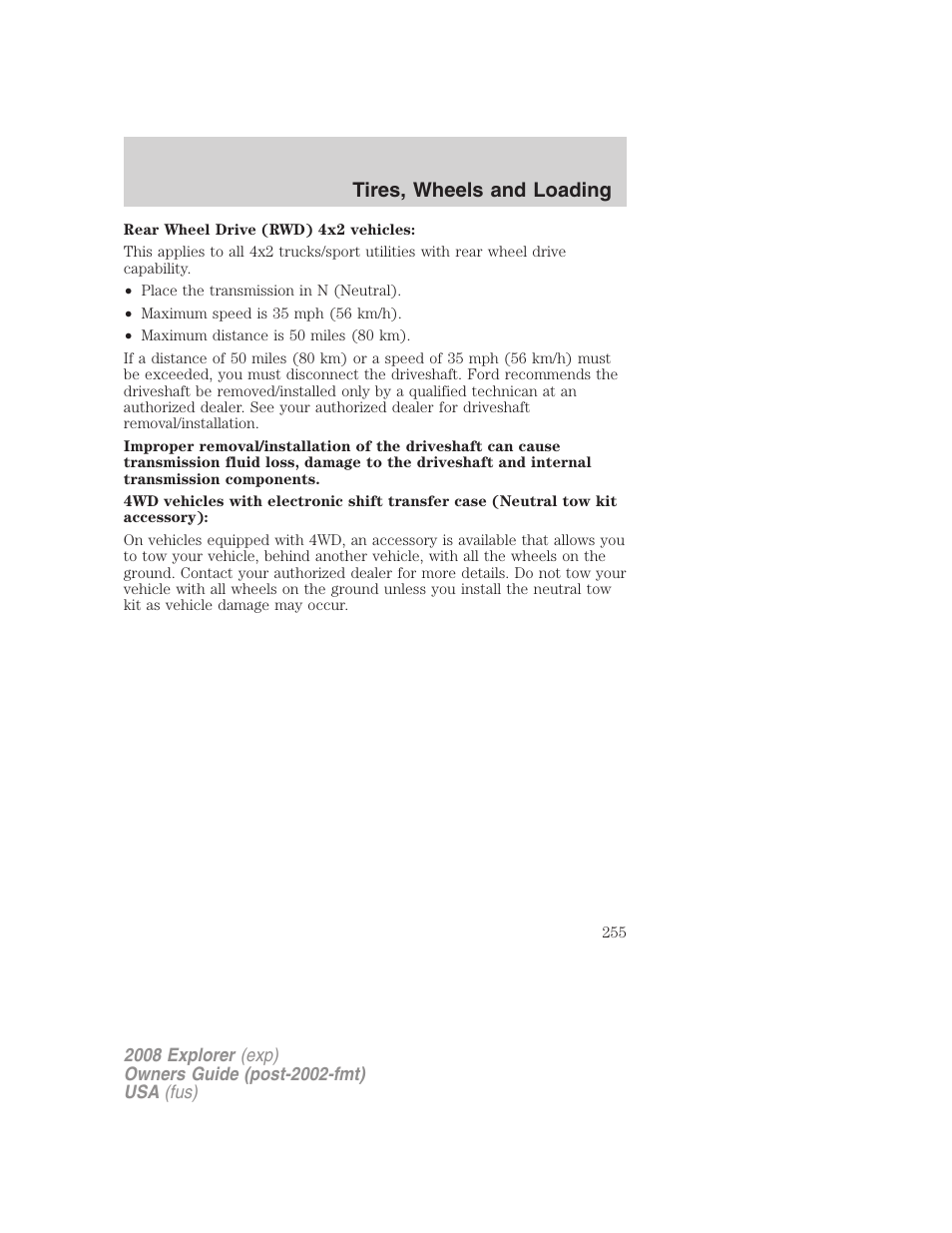 Tires, wheels and loading | FORD 2008 Explorer v.1 User Manual | Page 255 / 384