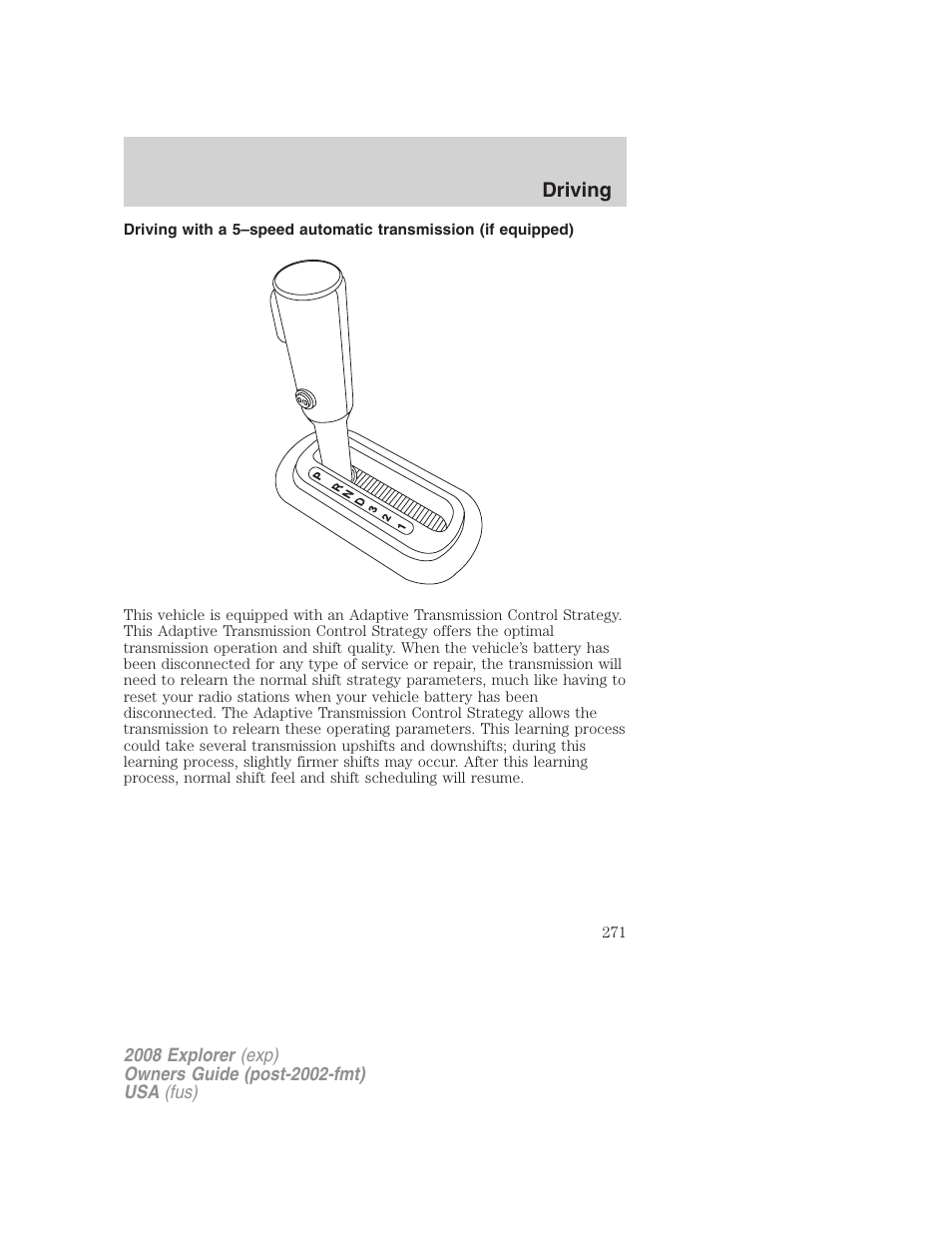 FORD 2008 Explorer v.1 User Manual | Page 271 / 384