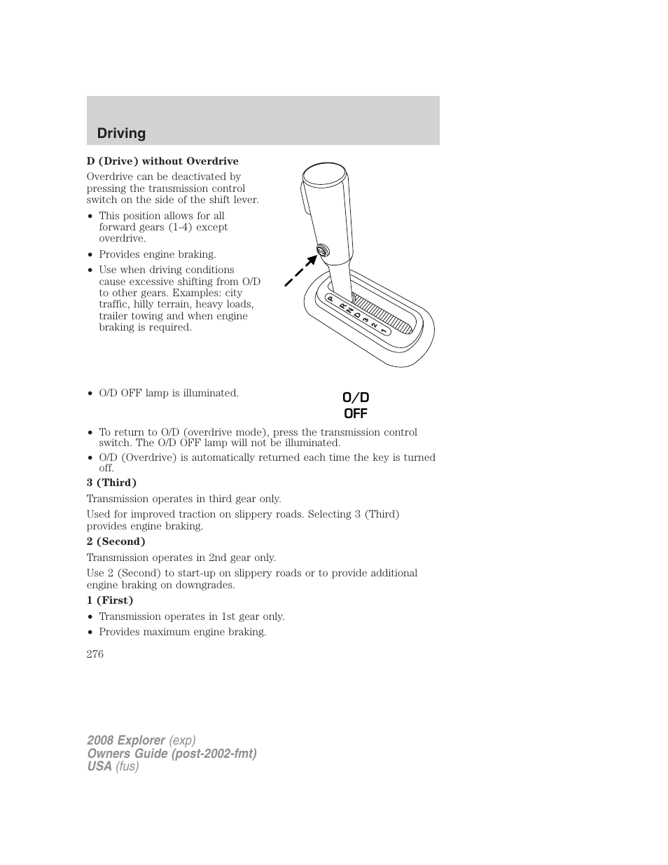 Driving | FORD 2008 Explorer v.1 User Manual | Page 276 / 384