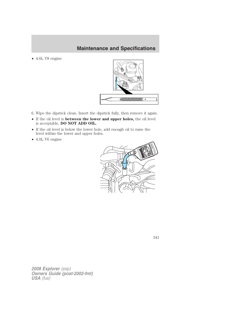 Maintenance and specifications | FORD 2008 Explorer v.1 User Manual | Page 341 / 384