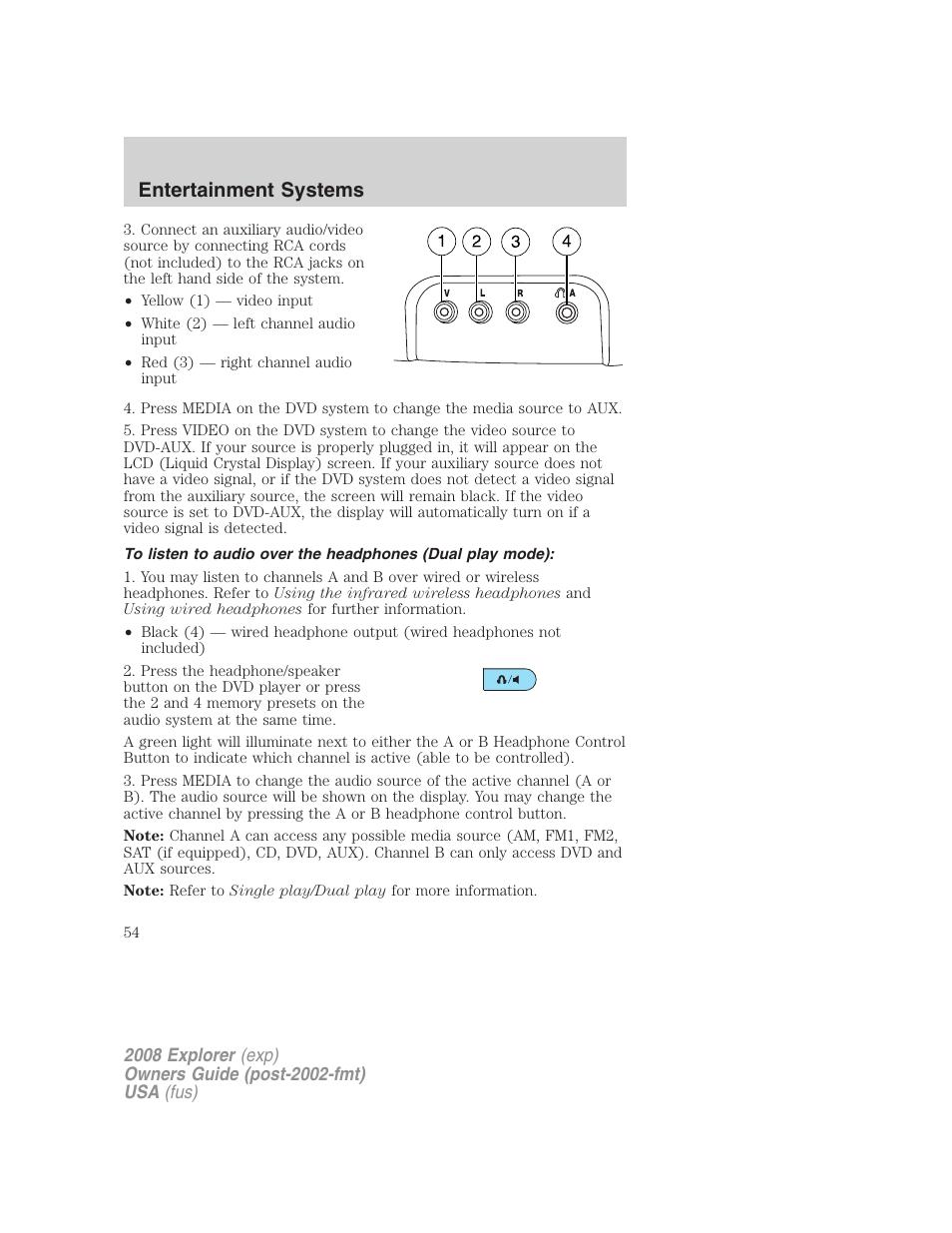 Entertainment systems | FORD 2008 Explorer v.1 User Manual | Page 54 / 384