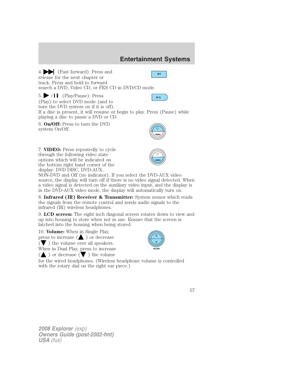 Entertainment systems | FORD 2008 Explorer v.1 User Manual | Page 57 / 384