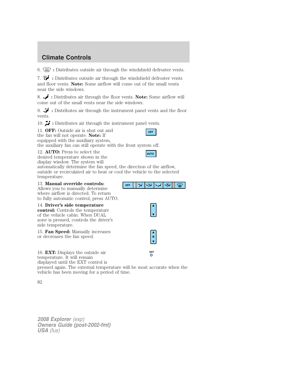 Climate controls | FORD 2008 Explorer v.1 User Manual | Page 82 / 384