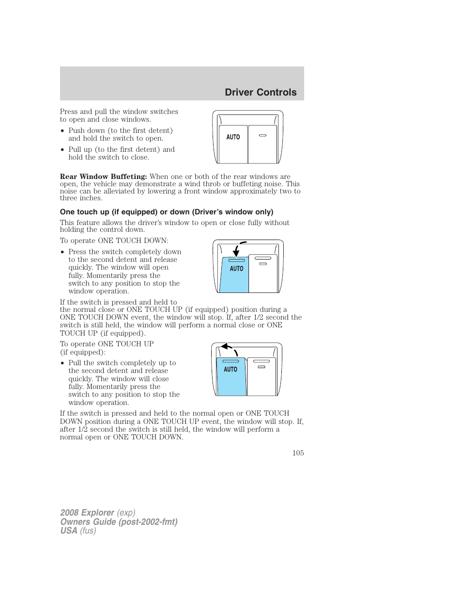 Driver controls | FORD 2008 Explorer v.2 User Manual | Page 105 / 400