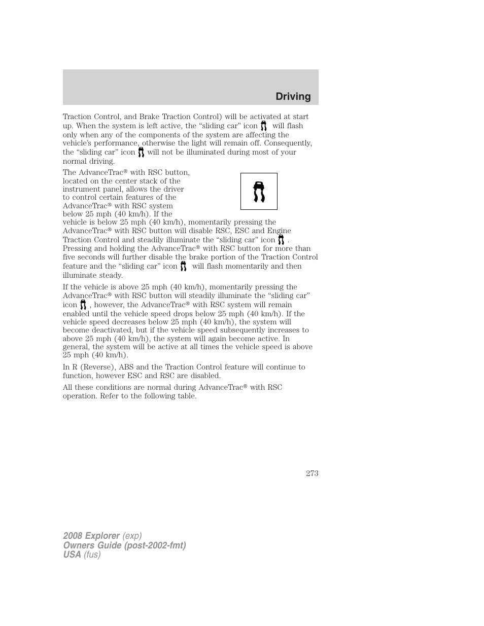 Driving | FORD 2008 Explorer v.2 User Manual | Page 273 / 400