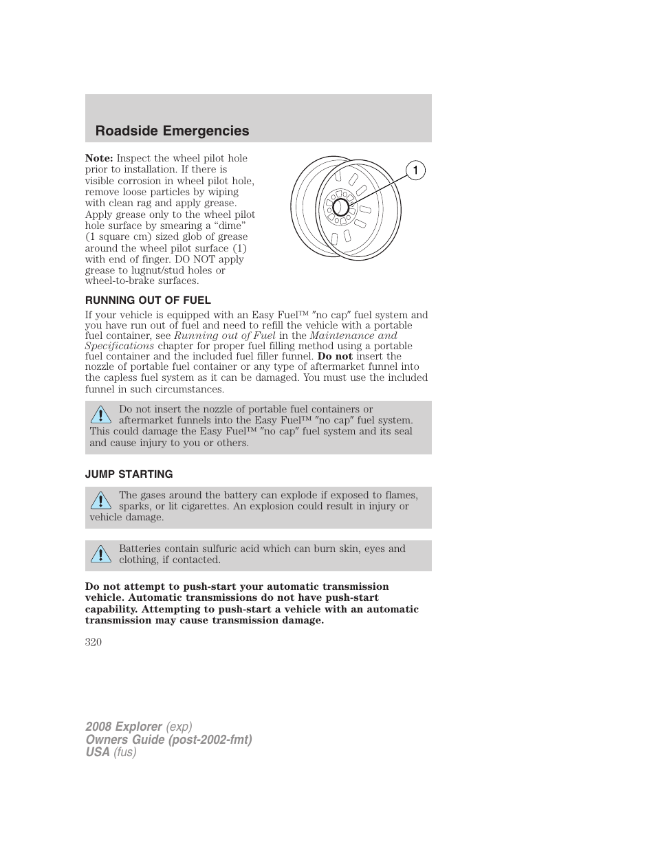 Roadside emergencies | FORD 2008 Explorer v.2 User Manual | Page 320 / 400