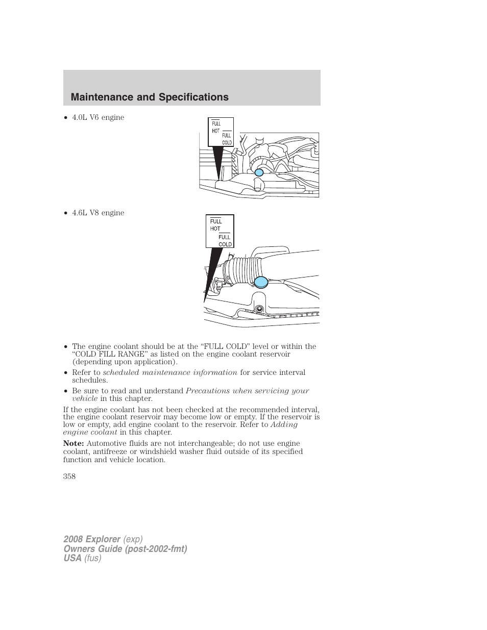 Maintenance and specifications | FORD 2008 Explorer v.2 User Manual | Page 358 / 400