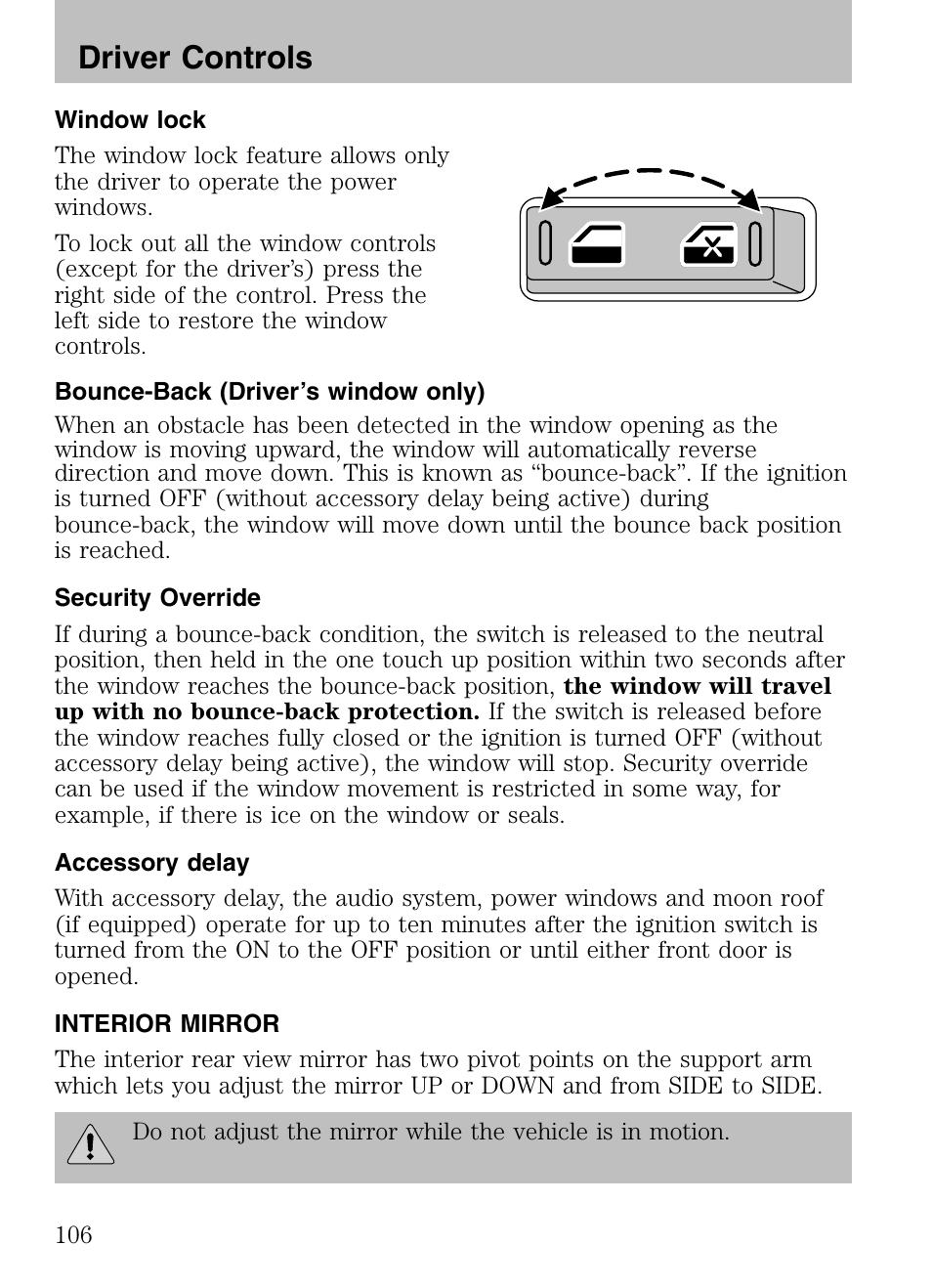 Driver controls | FORD 2008 Explorer v.3 User Manual | Page 106 / 400