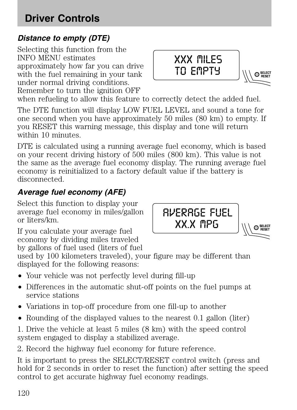 Driver controls | FORD 2008 Explorer v.3 User Manual | Page 120 / 400