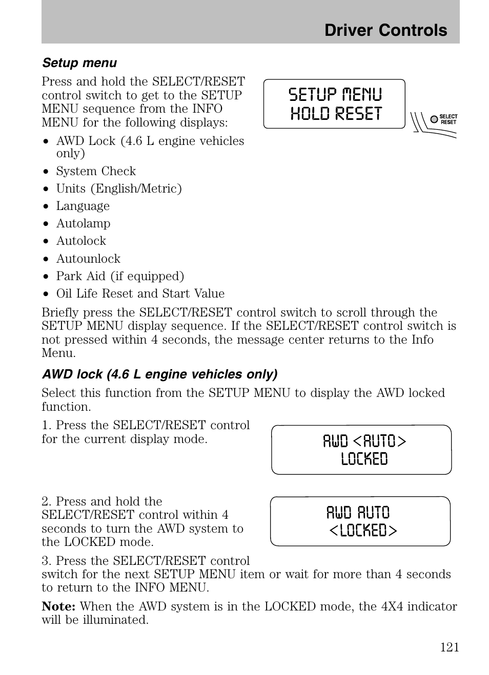 Driver controls | FORD 2008 Explorer v.3 User Manual | Page 121 / 400