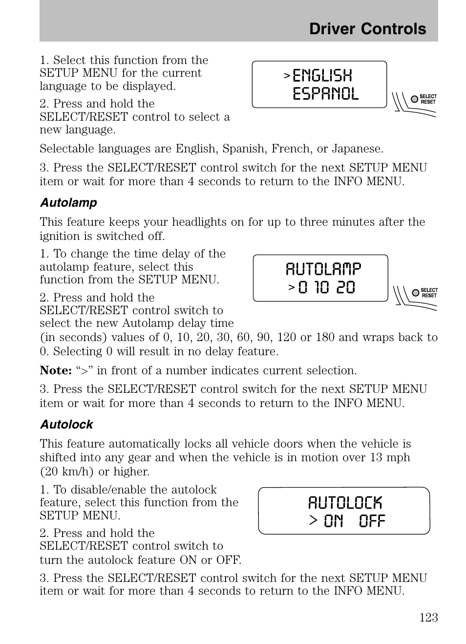 Driver controls | FORD 2008 Explorer v.3 User Manual | Page 123 / 400