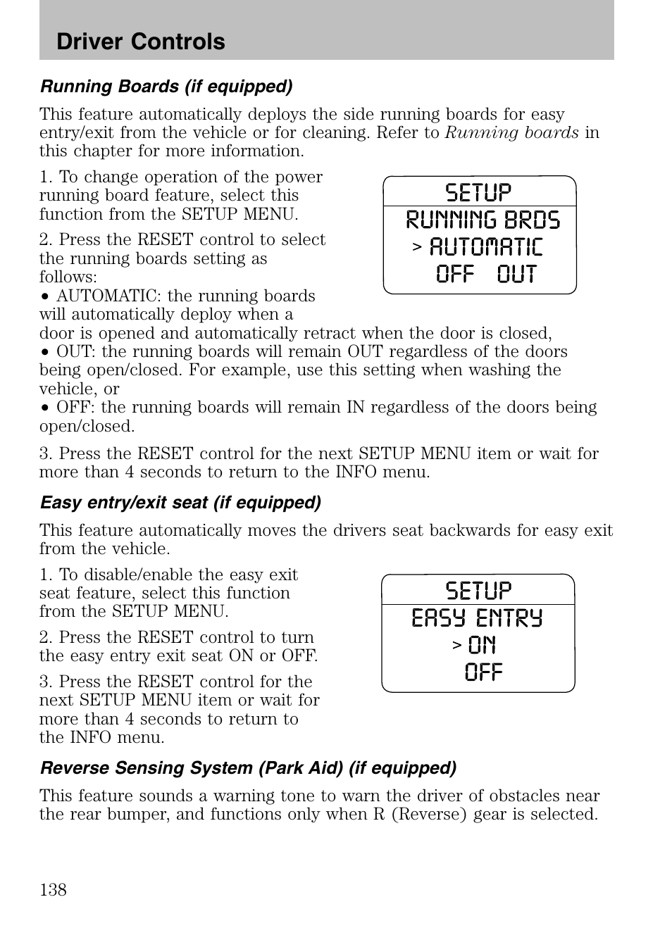 Driver controls | FORD 2008 Explorer v.3 User Manual | Page 138 / 400