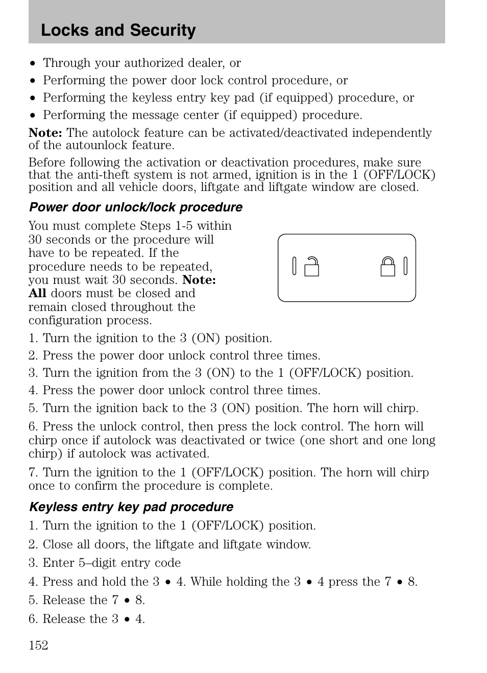 Locks and security | FORD 2008 Explorer v.3 User Manual | Page 152 / 400