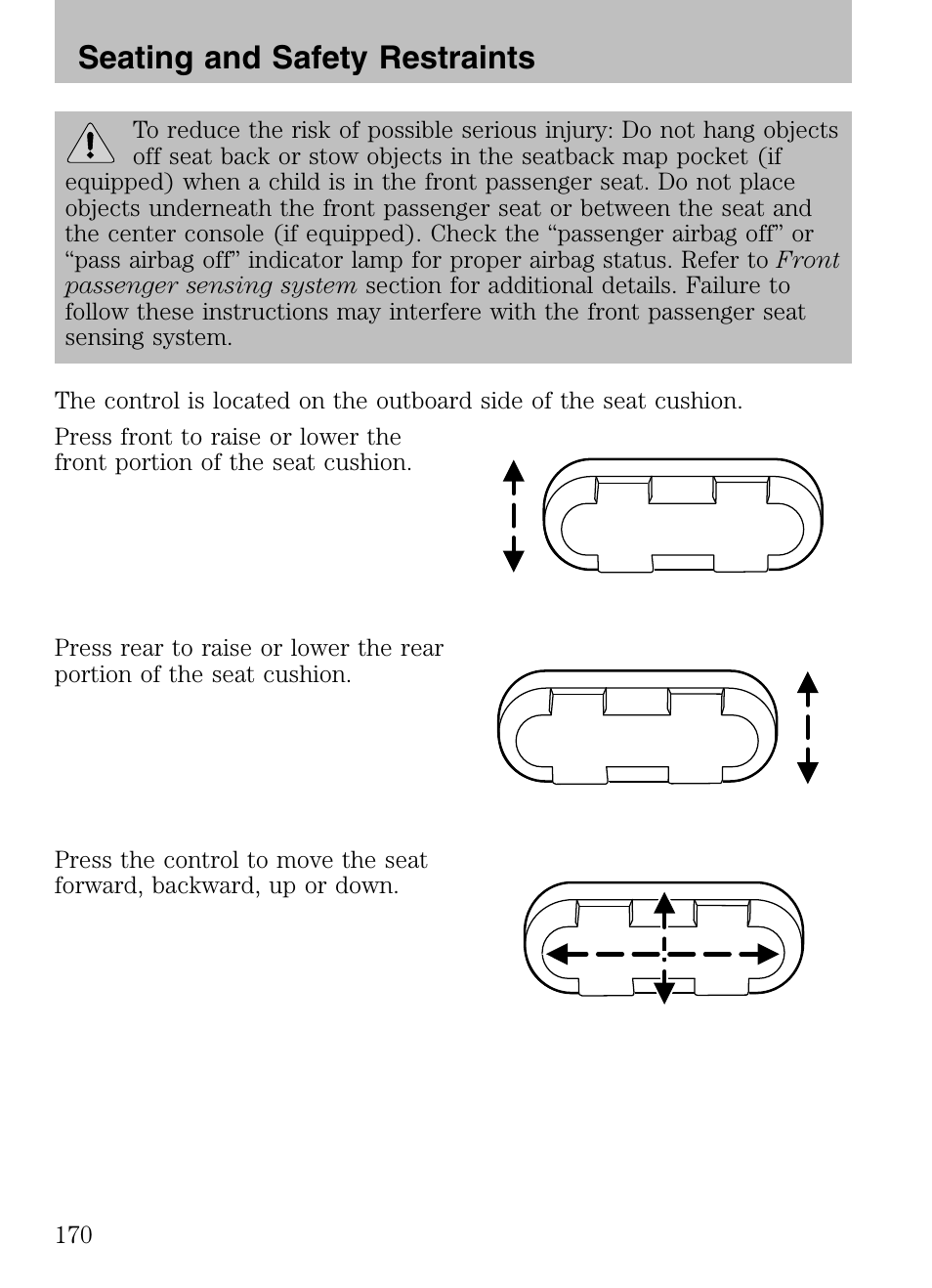 Seating and safety restraints | FORD 2008 Explorer v.3 User Manual | Page 170 / 400