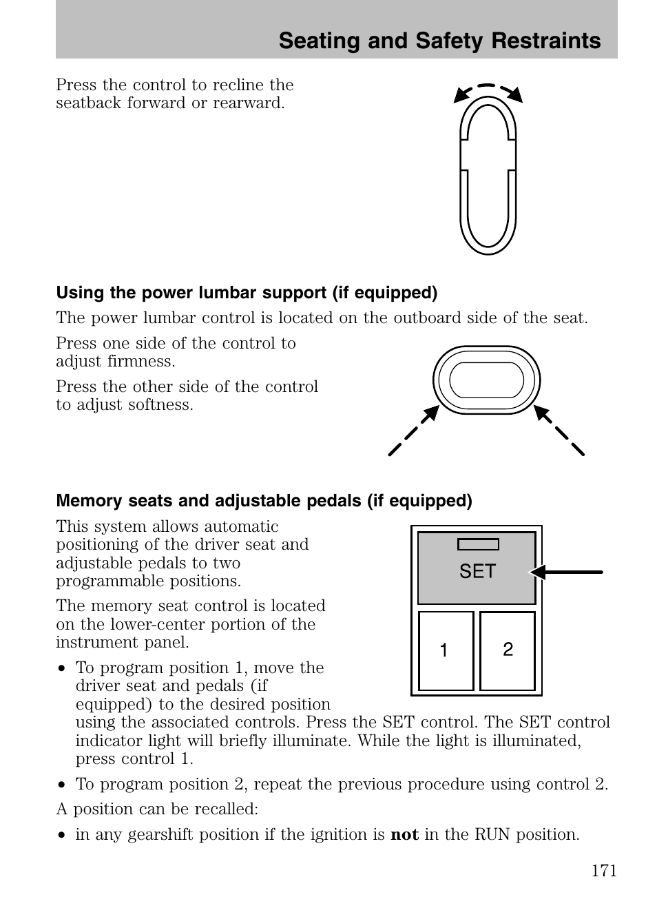 Seating and safety restraints | FORD 2008 Explorer v.3 User Manual | Page 171 / 400