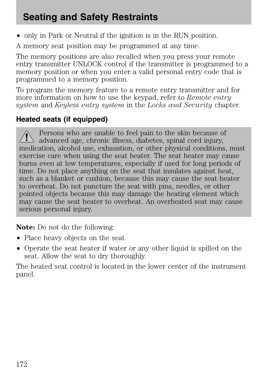 Seating and safety restraints | FORD 2008 Explorer v.3 User Manual | Page 172 / 400