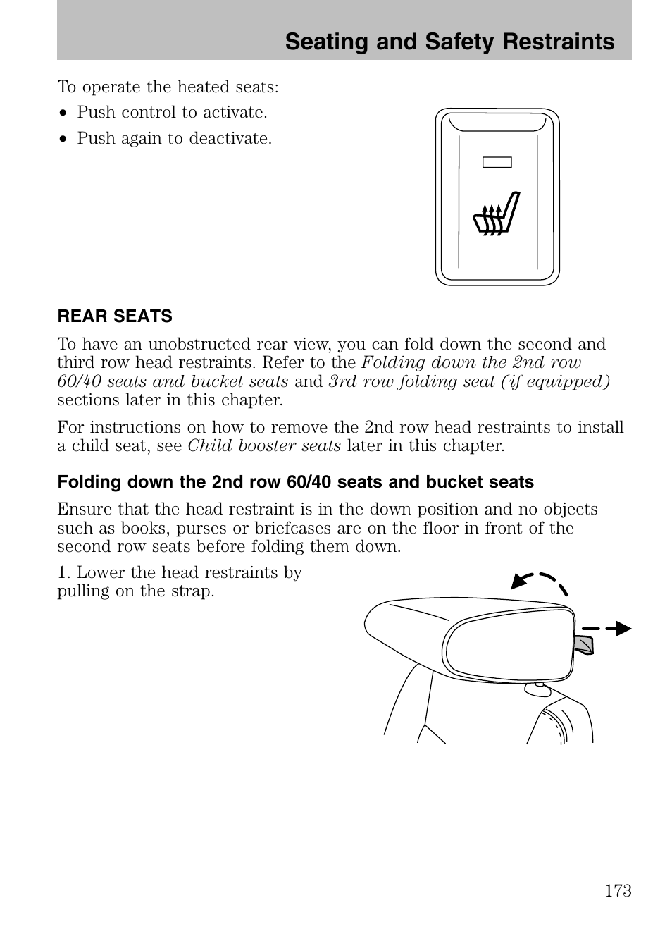 Seating and safety restraints | FORD 2008 Explorer v.3 User Manual | Page 173 / 400