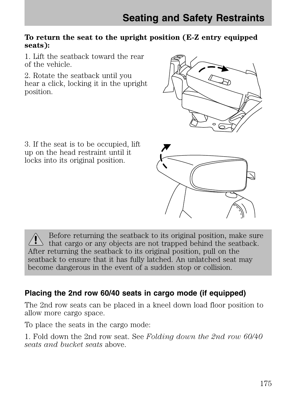 Seating and safety restraints | FORD 2008 Explorer v.3 User Manual | Page 175 / 400