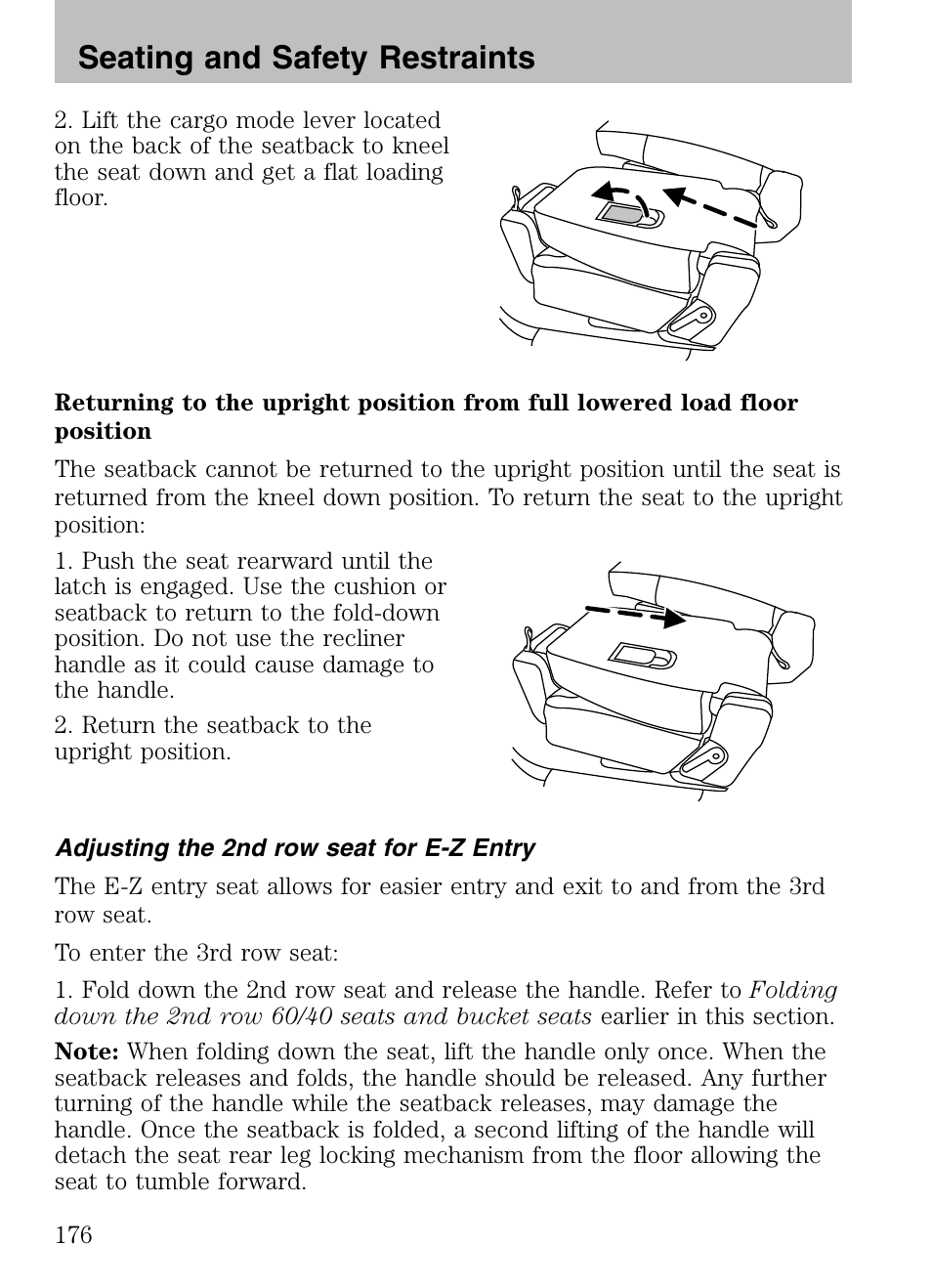 Seating and safety restraints | FORD 2008 Explorer v.3 User Manual | Page 176 / 400