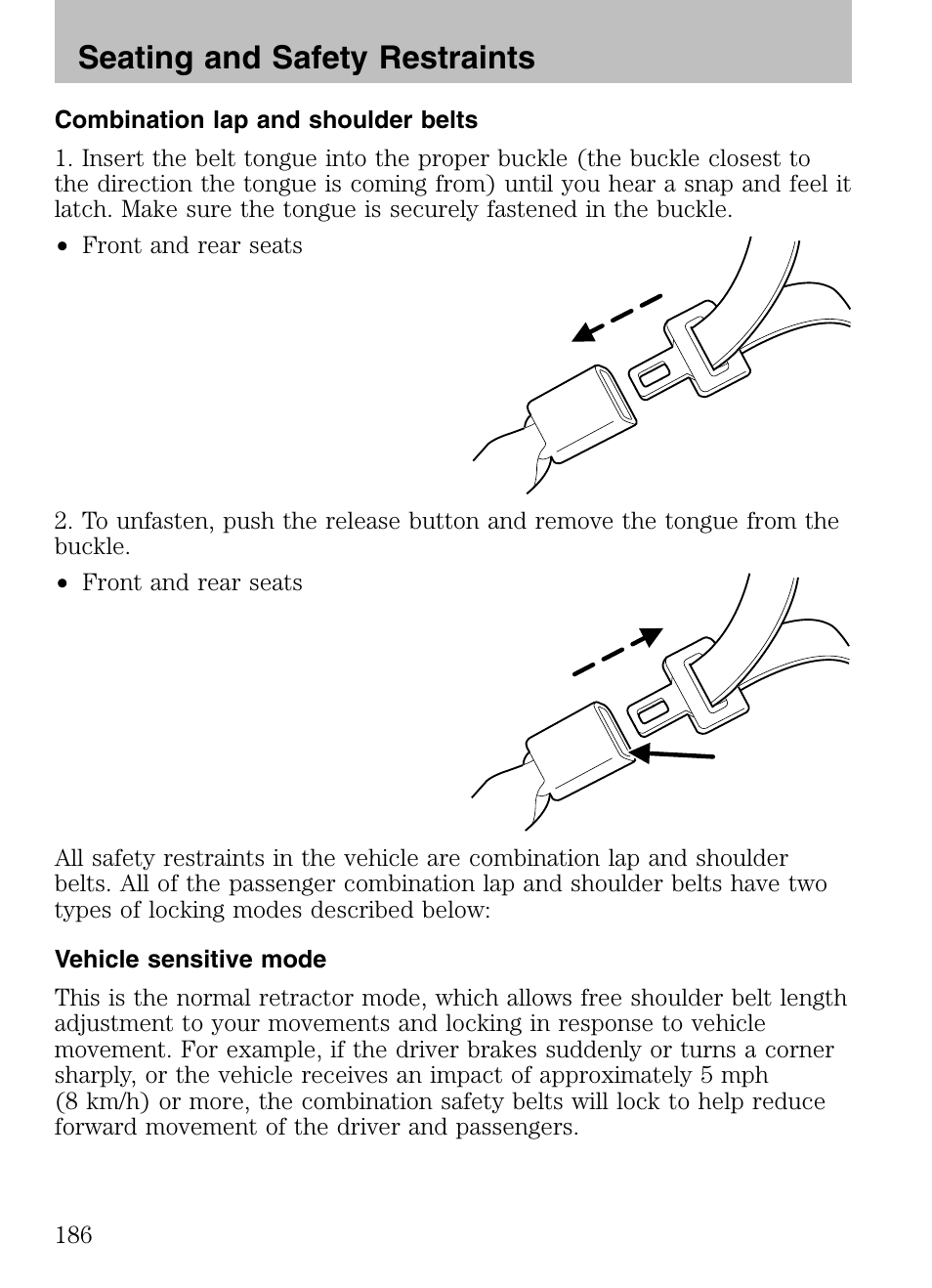 Seating and safety restraints | FORD 2008 Explorer v.3 User Manual | Page 186 / 400