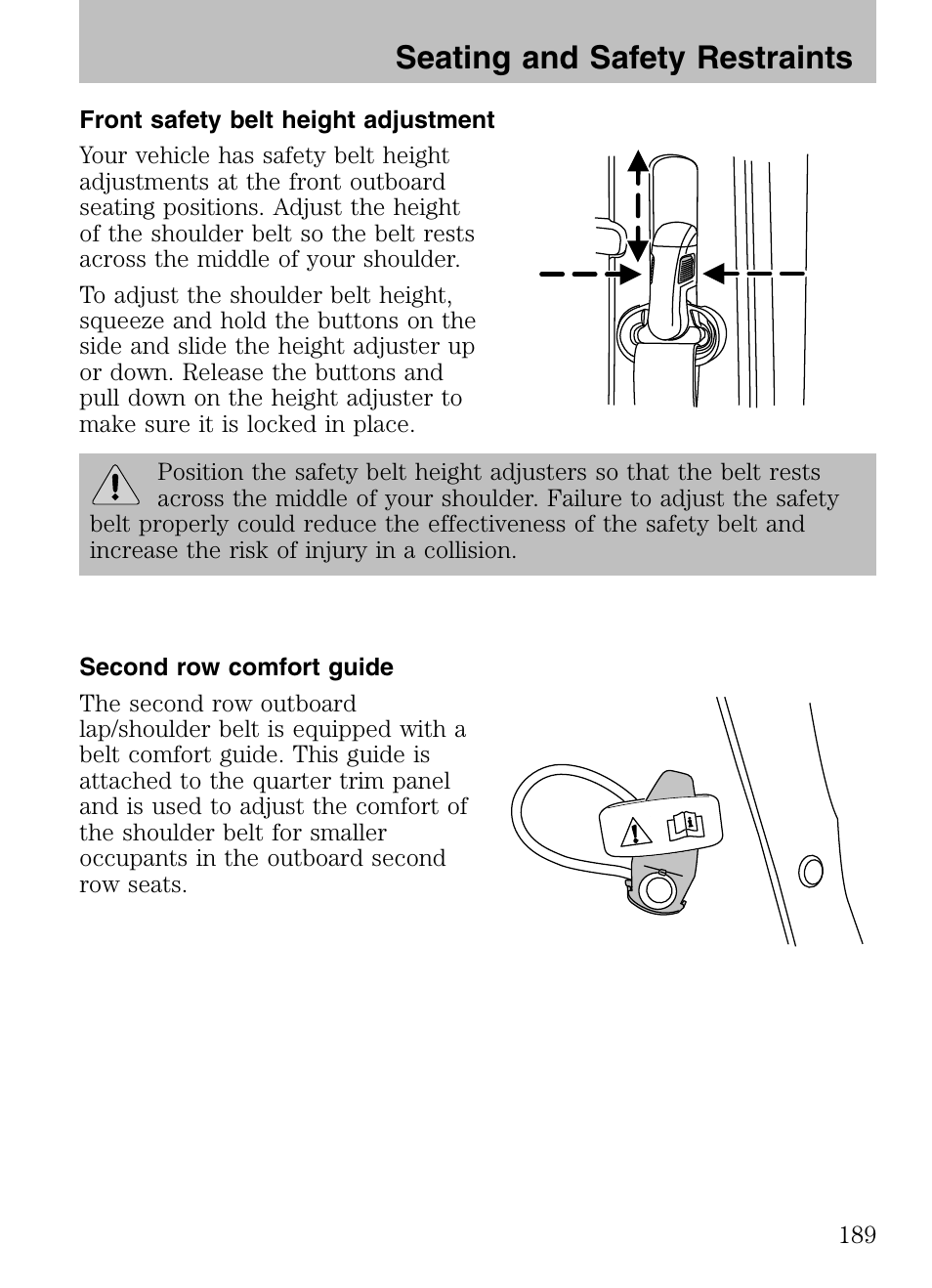 Seating and safety restraints | FORD 2008 Explorer v.3 User Manual | Page 189 / 400