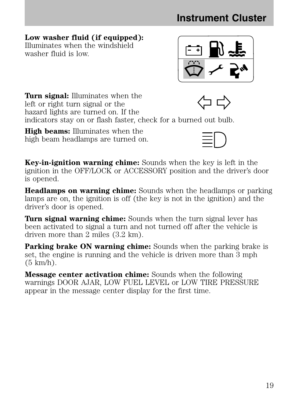 Instrument cluster | FORD 2008 Explorer v.3 User Manual | Page 19 / 400