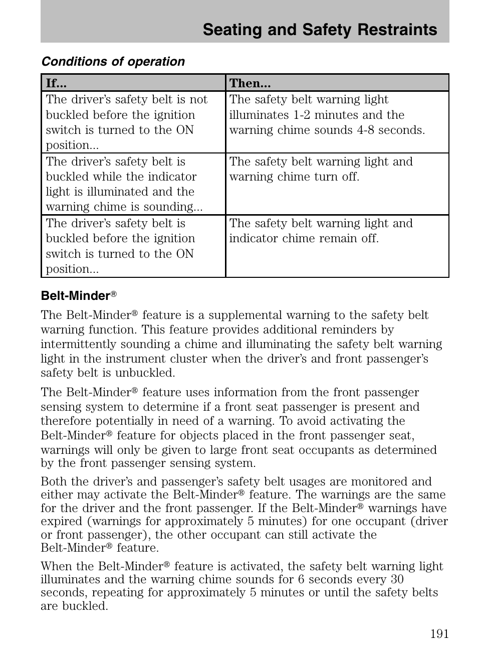 Seating and safety restraints | FORD 2008 Explorer v.3 User Manual | Page 191 / 400