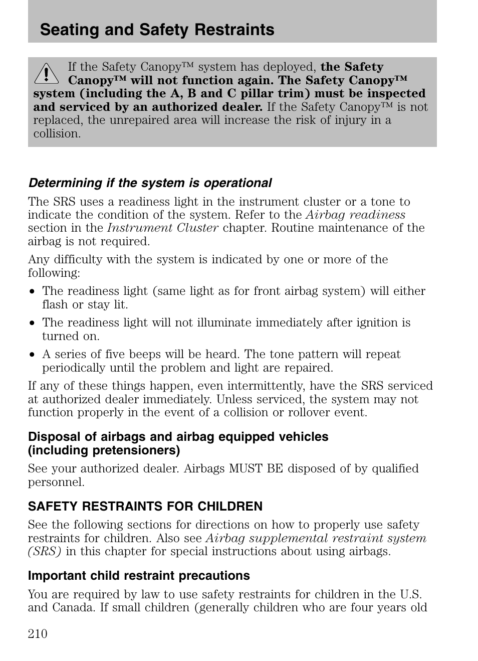 Seating and safety restraints | FORD 2008 Explorer v.3 User Manual | Page 210 / 400